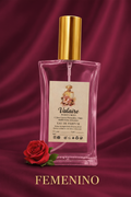 Botella Valaire Perfumes con texto FEMENINO